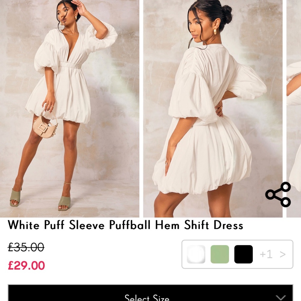 Pretty Little Thing White Puffball Hem Shift Dress